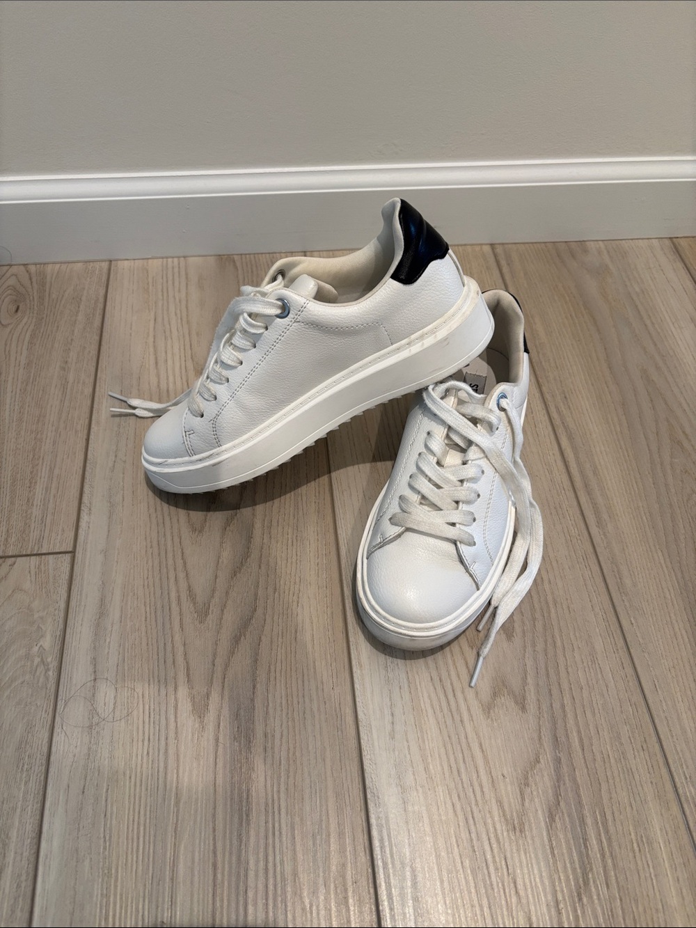 Steve Madden White Leather Low-Top Sneakers